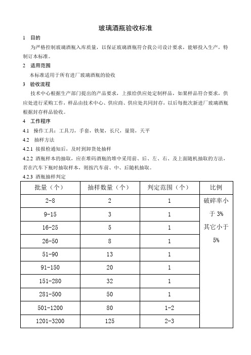 玻璃酒瓶验收标准