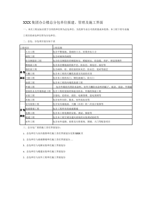 总包单位与分包单位施工管理界面划分_secret