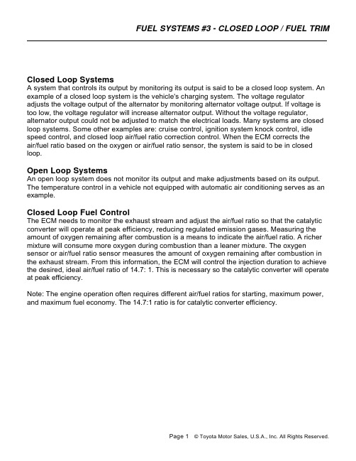 closed loop & fuel trim 汽车闭关控制与燃油矫正