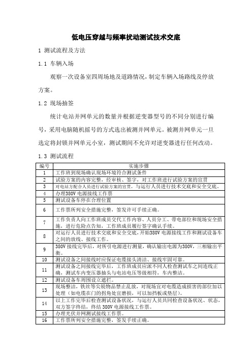 光伏低电压并网试验技术交底