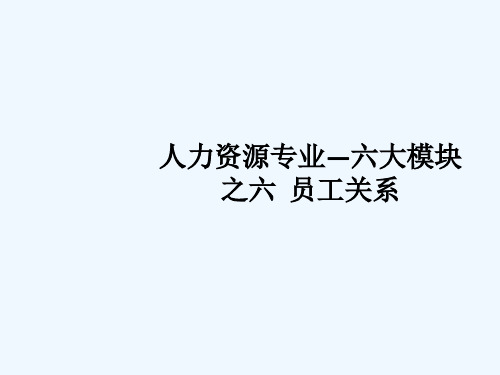 人力资源专业—六大模块之六员工关系