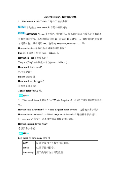 鲁教版五四制英语六年级上册Unit10 SectionA 教材知识详解