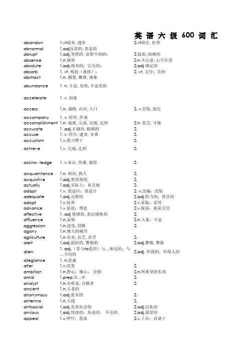 六级词汇excel版