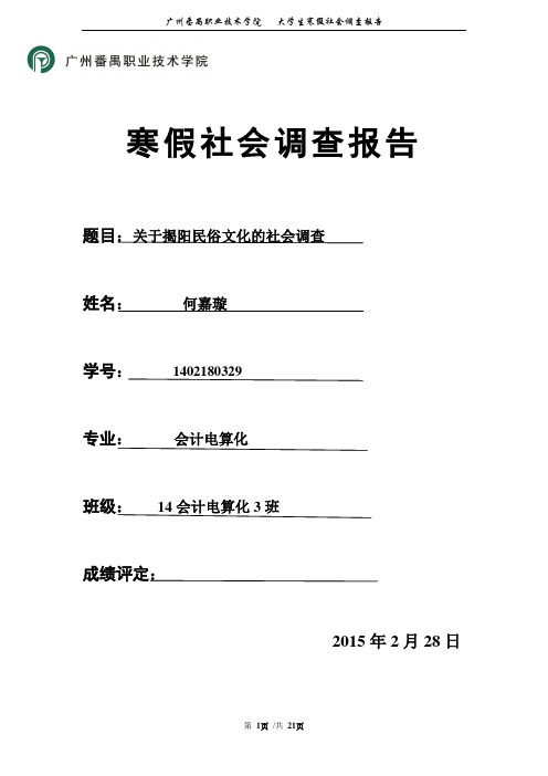 关于揭阳民俗文化的社会调查报告