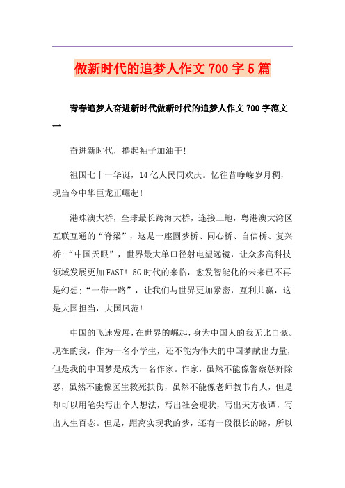 做新时代的追梦人作文700字5篇