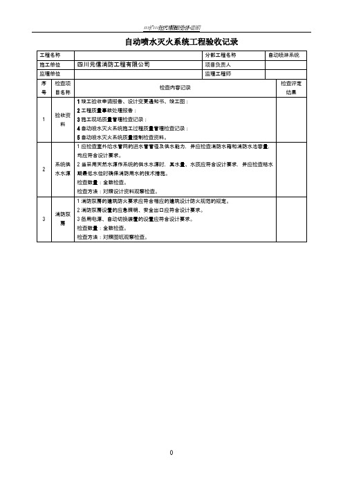 自动喷水灭火系统工程验收记录