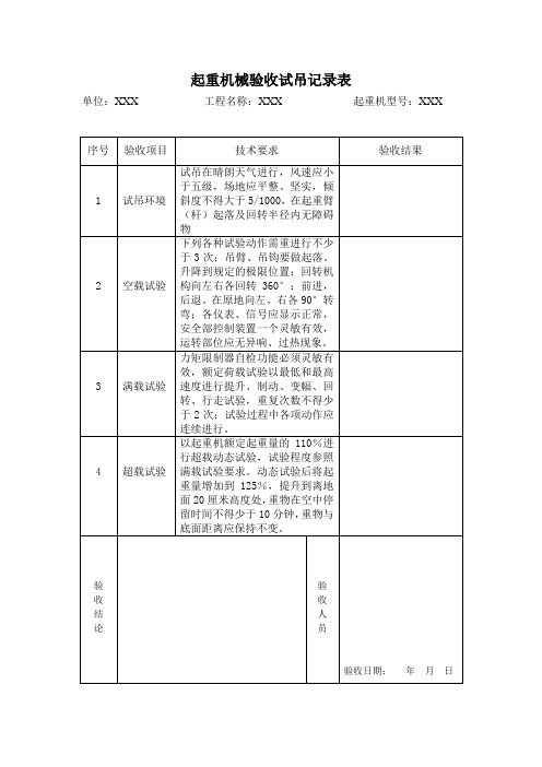 吊车试吊记录