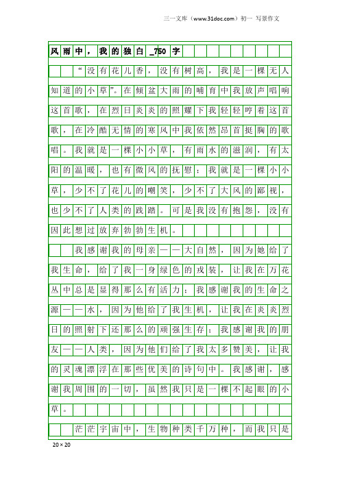 初一写景作文：风雨中,我的独白_750字_23