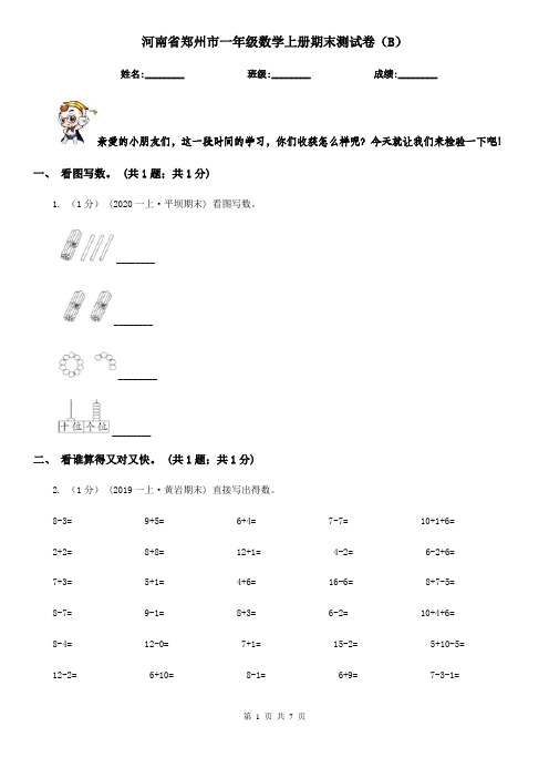 河南省郑州市一年级数学上册期末测试卷(B)