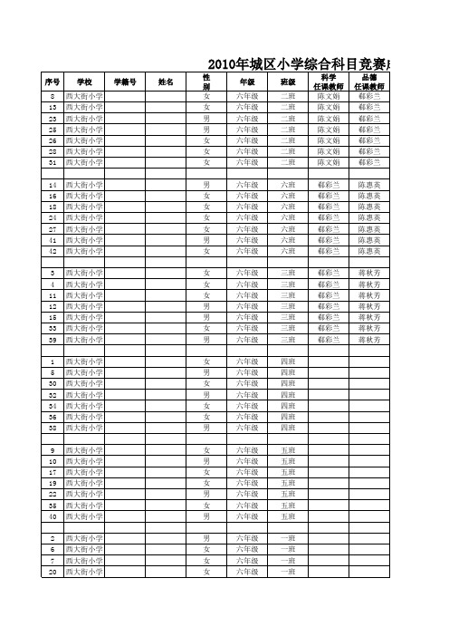 西大街小学成绩册