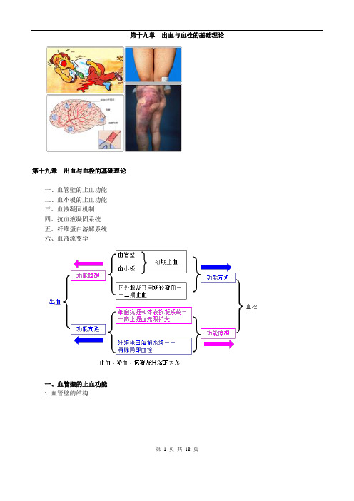 临床检验技师-临床血液学检验(2019)讲义第十九章_出血与血栓的基础理论