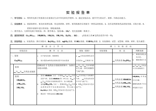 化学肥料的鉴别方法试验报告单