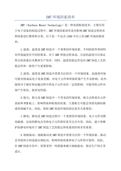 SMT环境因素清单