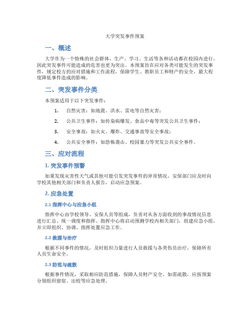 大学突发事件预案