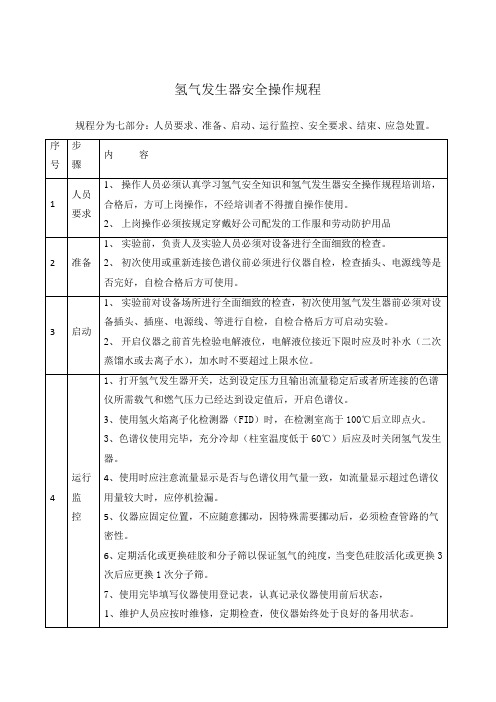 氢气发生器安全操作规程