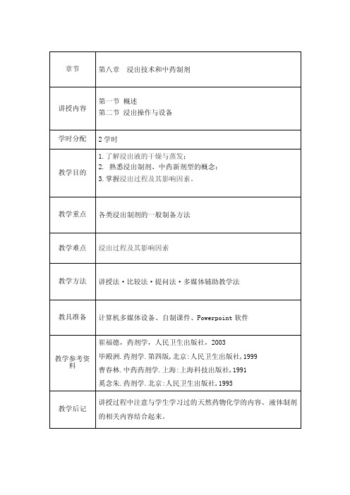 《药剂学》第八章浸出技术和中药制剂