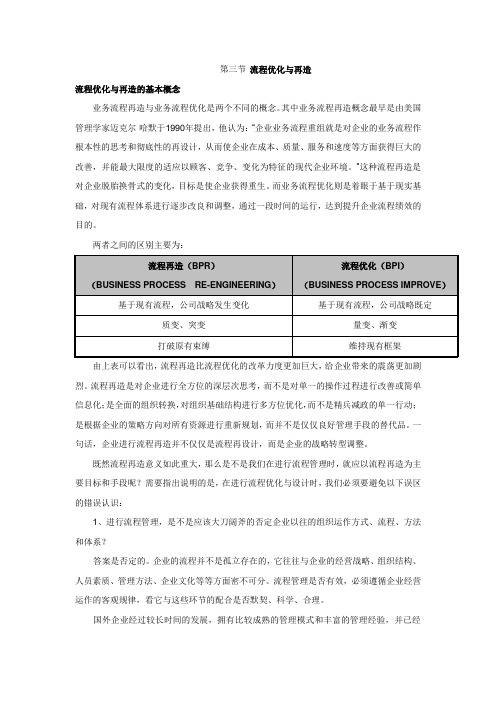 流程优化与再造 流程优化与再造的基本概念 业务流程再造与业务流程 