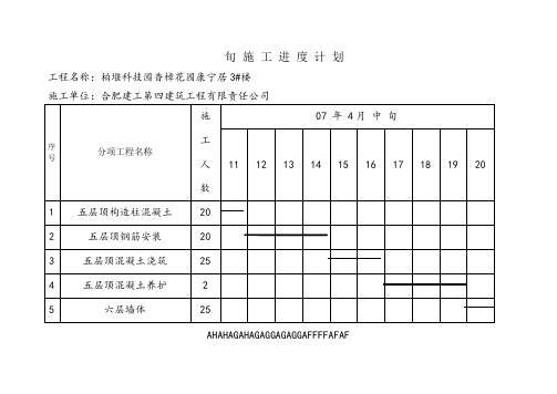 4月中旬进度计划