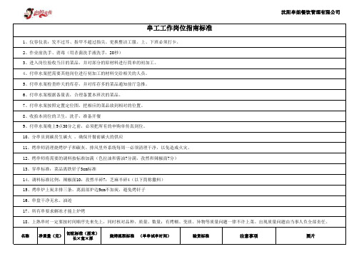 串工工作岗位指南标准1