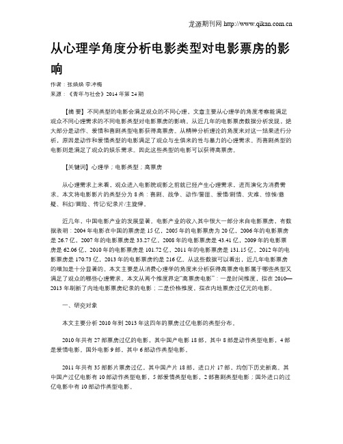 从心理学角度分析电影类型对电影票房的影响