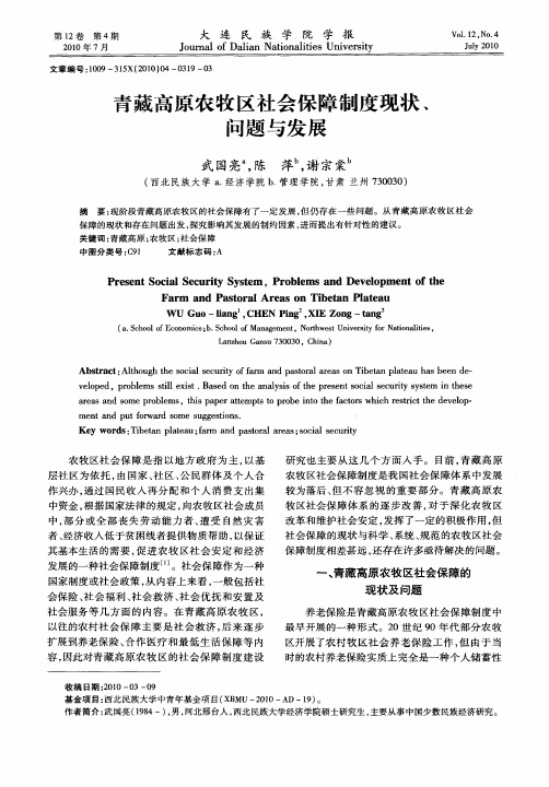青藏高原农牧区社会保障制度现状、问题与发展