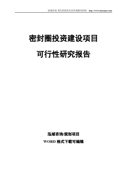 密封圈投资建设项目可行性研究报告