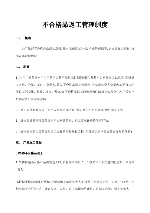 不合格品返工管理规定