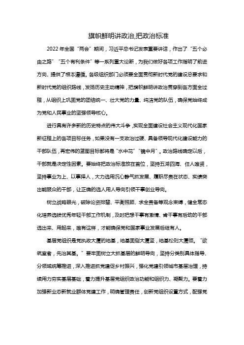 旗帜鲜明讲政治,把政治标准