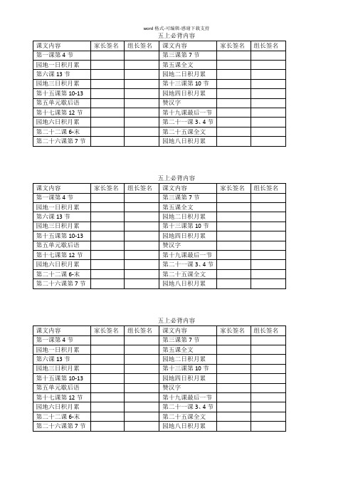 人教版五上语文必背内容