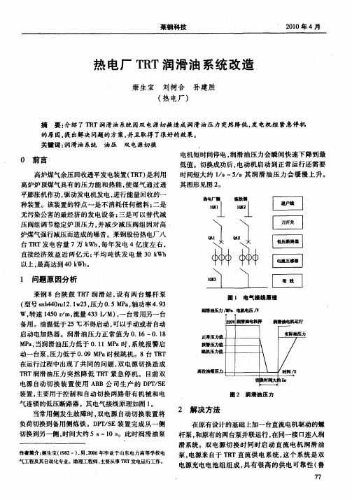 热电厂TRT润滑油系统改造