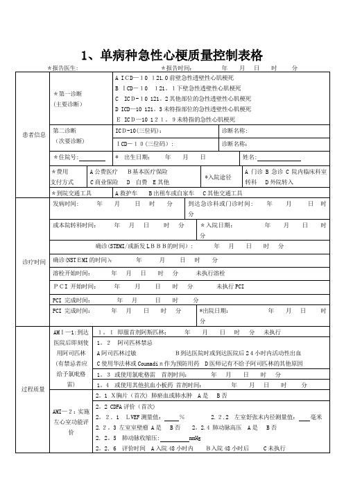 单病种质量控制表单(完整版)