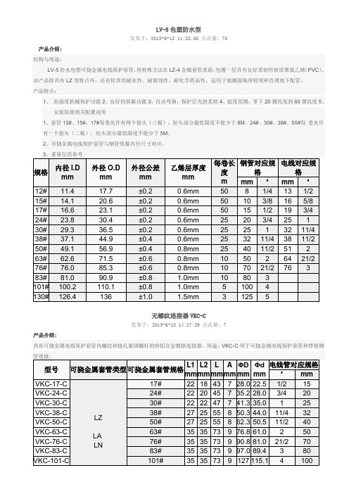 普利卡软管接头参照表