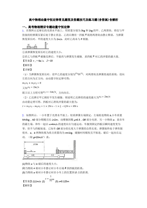 高中物理动量守恒定律常见题型及答题技巧及练习题(含答案)含解析