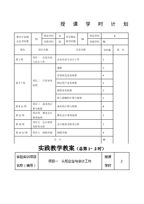 会计分岗实训教案