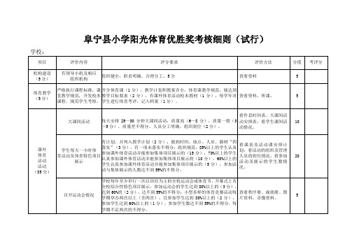 阜宁县小学阳光体育优胜奖考核细则