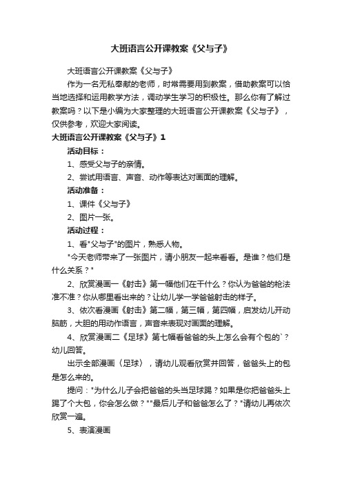 大班语言公开课教案《父与子》