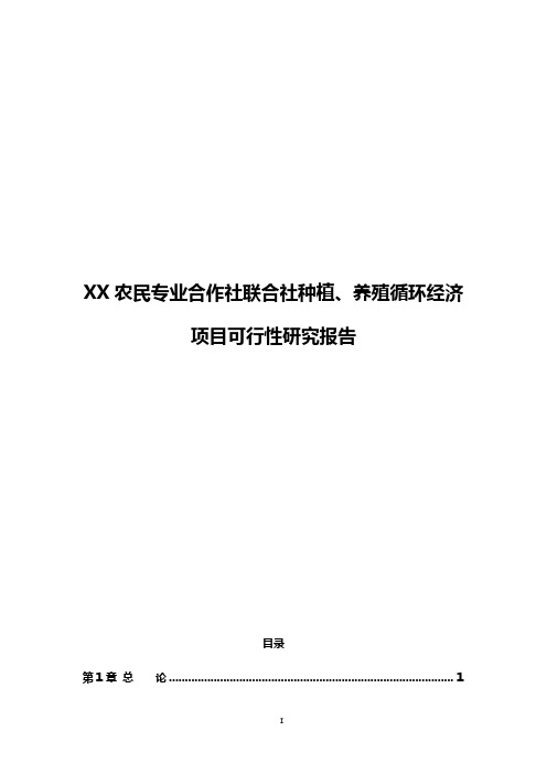 XX农民专业合作社联合社种植、养殖循环经济项目可行性研究报告