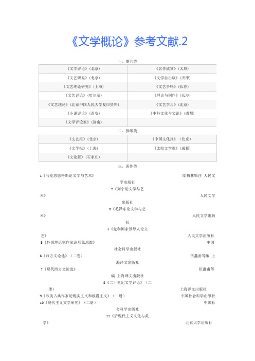 《文学概论》参考文献