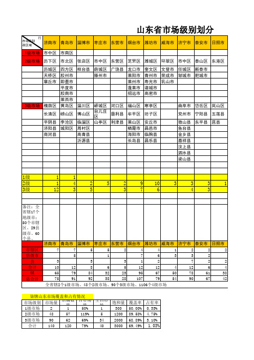山东市场级别划分