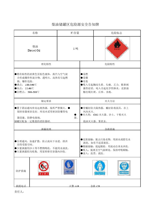 柴油储蓄罐危险源告知牌