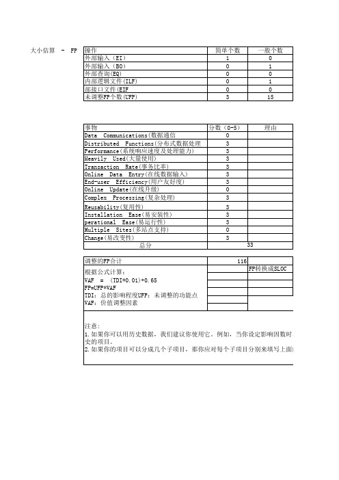 功能点计算方法