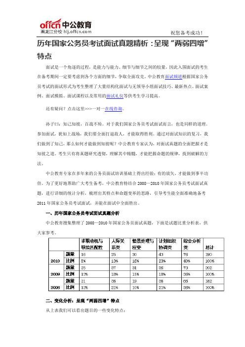 2016年国家公务员面试：历年国家公务员考试面试真题精析：呈现“两弱四增”特点