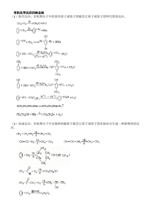 人教版选修五有机化学方程式总结归纳