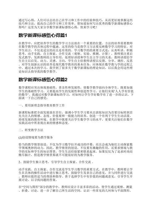 数学新课标感悟心得