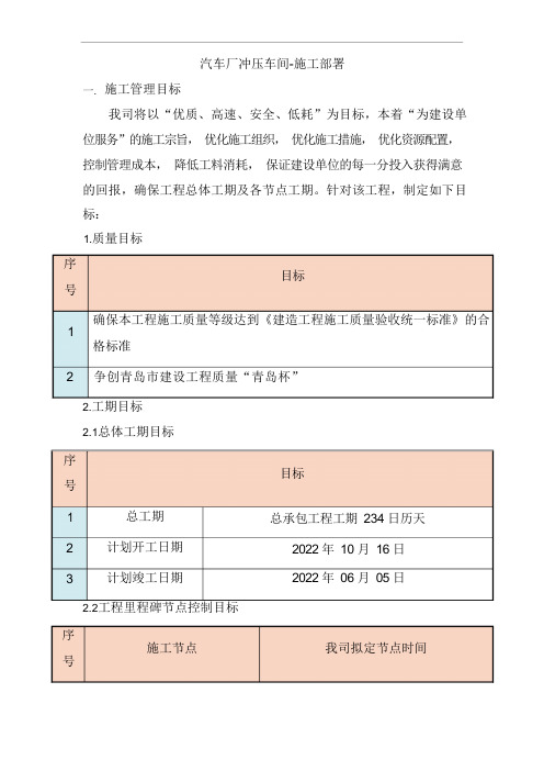 汽车厂冲压车间-施工部署