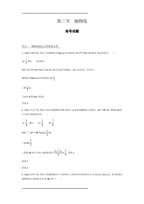 高考数学抛物线试题汇编