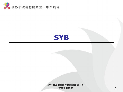 SYB创业培训第二步如何找到一个好的企业想法课件