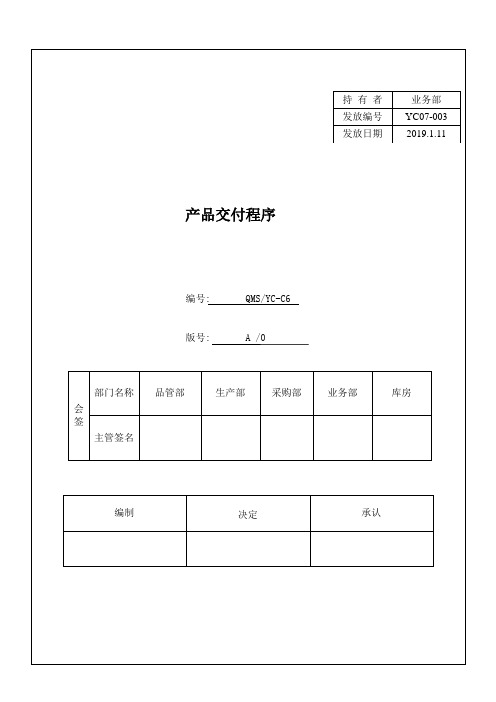 C6产品交付程序