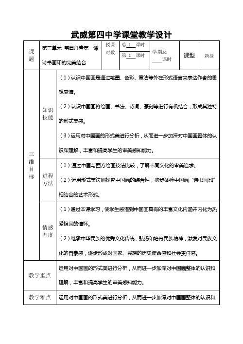 第三单元 笔墨丹青第一课 诗书画印的完美结合