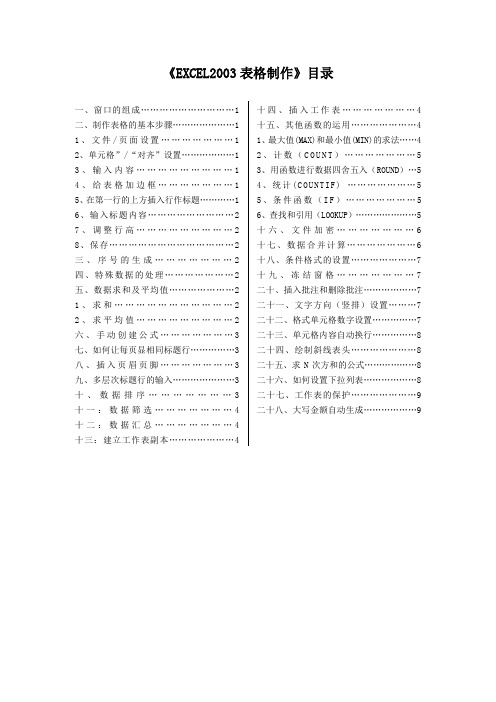 Excel2003表格制作完整版